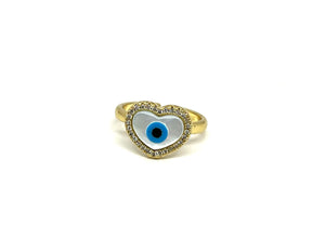 ANILLO CHAPA OJO TURCO CORAZON CONTORNO ZIRCONIAS