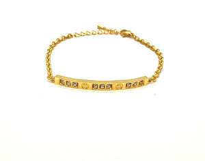 PULSERA ACERO PLACA TIPO CARTIER CON ZIRCONIAS