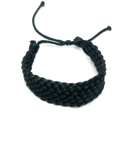 PULSERA DE HILO NEGRO COLA DE RATA TRENZADA GRUESA