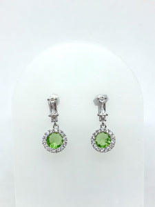 ARETES PLATEADOS ZIRCONIA VERDE