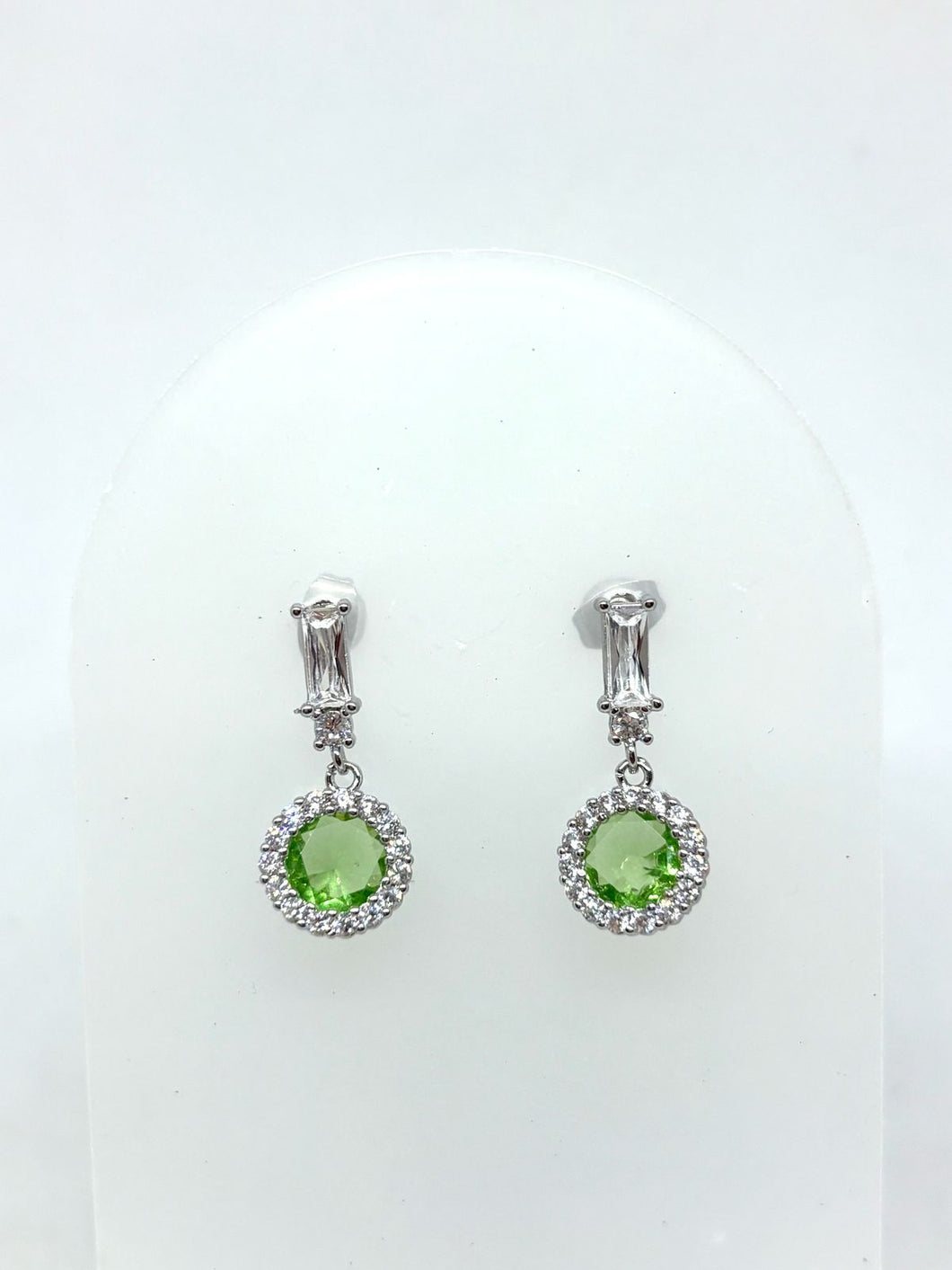 ARETES PLATEADOS ZIRCONIA VERDE