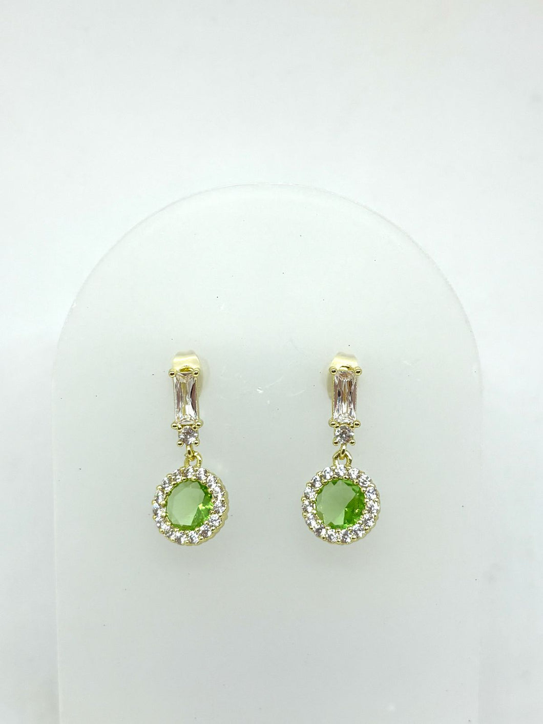 ARETES DORADOS ZIRCONIA VERDE