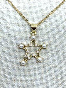 COLLAR ESTRELLA CON PERLA/ZIRCONIA