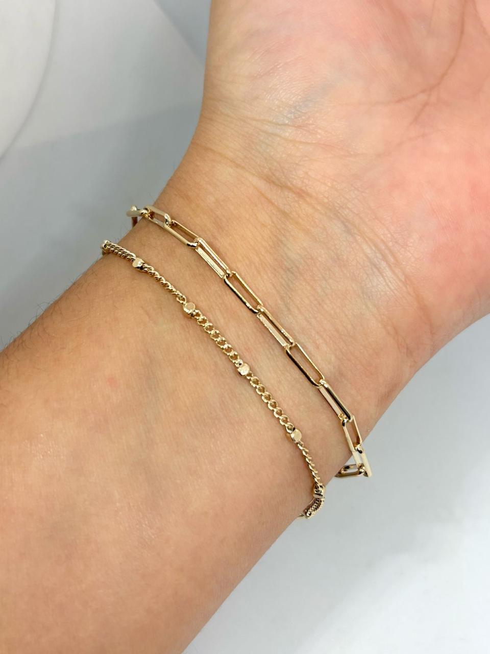 PULSERA DOBLE ESLABON RECTANGULAR/BARBADA