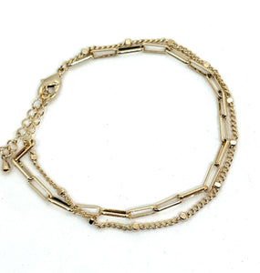 PULSERA DOBLE ESLABON RECTANGULAR/BARBADA