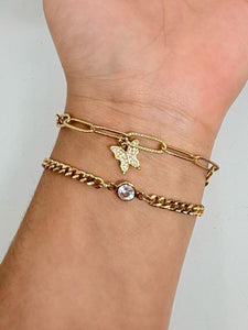 PULSERA DOBLE ESLABONES Y MARIPOSA