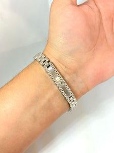 PULSERA TIPO ROLEX PLATEADA CON CRUZ