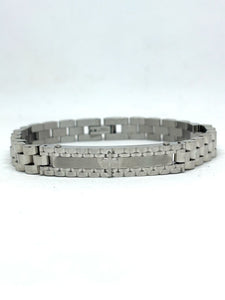 PULSERA TIPO ROLEX PLATEADA CON CRUZ