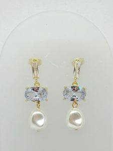 ARETES LARGOS ZIRCONIA CON PERLA
