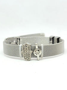 PULSERA CINTILLA MANO FATIMA PLATEADA