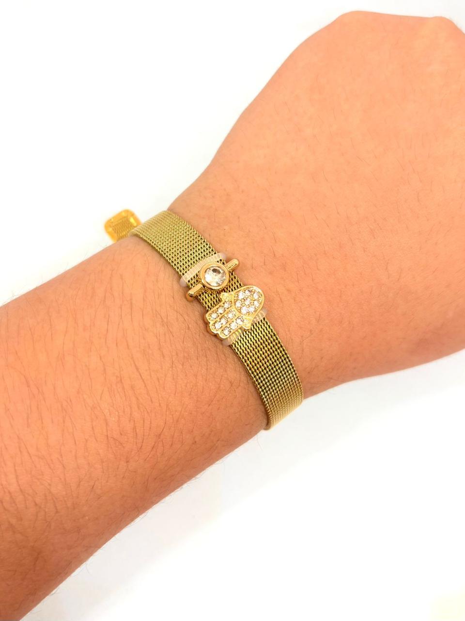 PULSERA CINTILLA MANO FATIMA DORADA