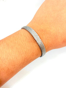 BRAZALETE TRENZADO PLATEADO