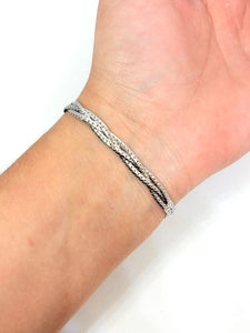 PULSERA CRUZADA TRIPLE PLATEADA