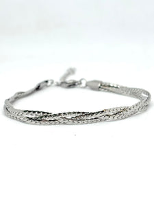 PULSERA CRUZADA TRIPLE PLATEADA