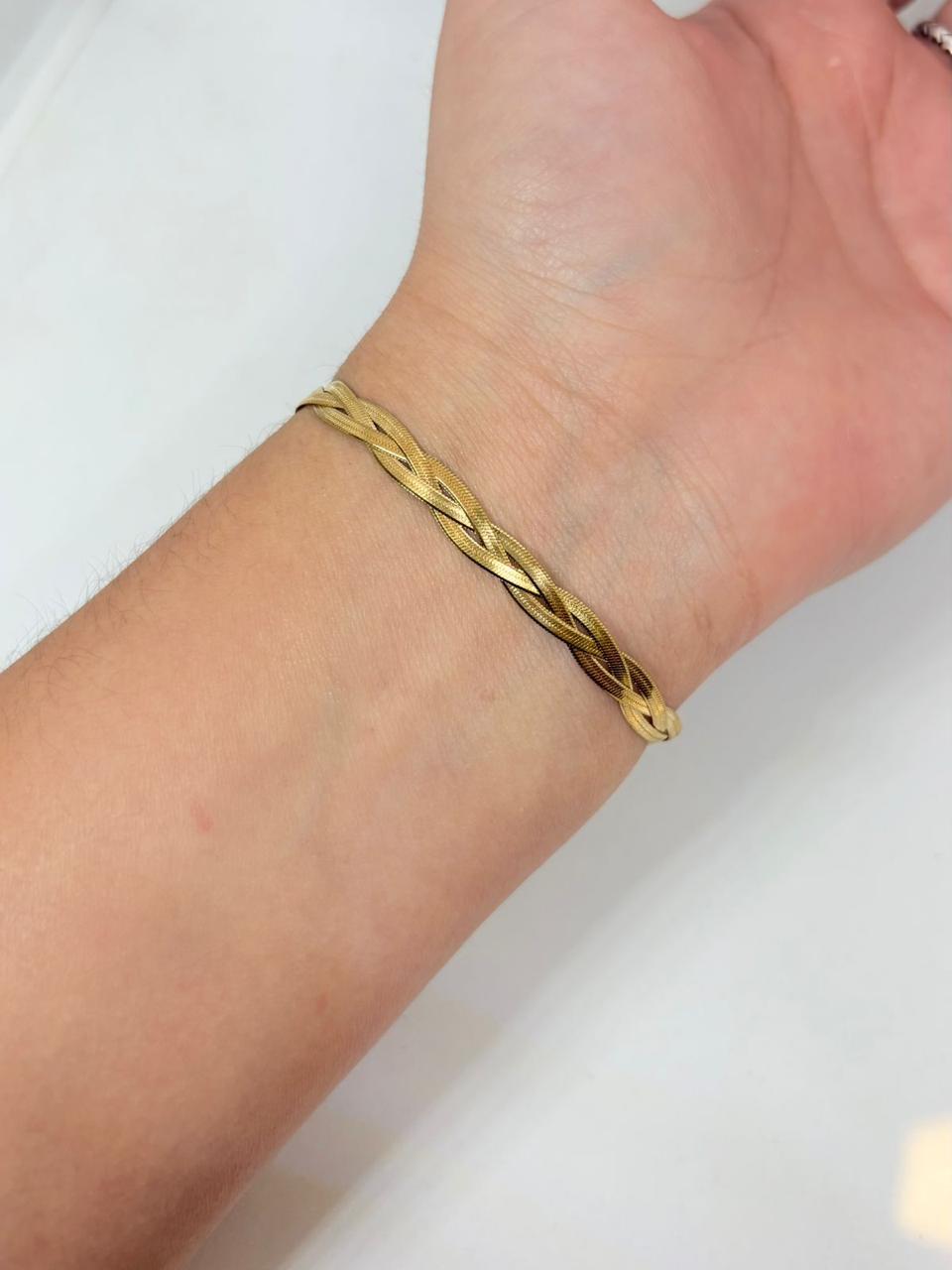 PULSERA PLANCHADA TRIPLE DORADA