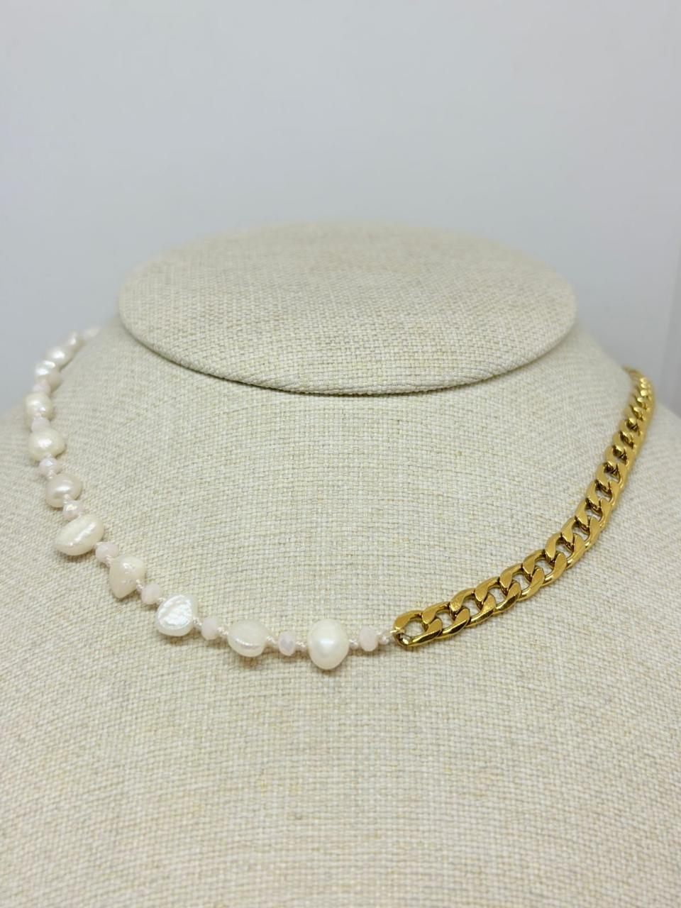 COLLAR ESLABON/BARBADA PERLA