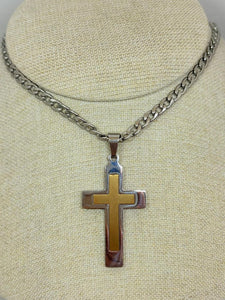 COLLAR CRUZ DOS TONOS MATE/BRILLANTE