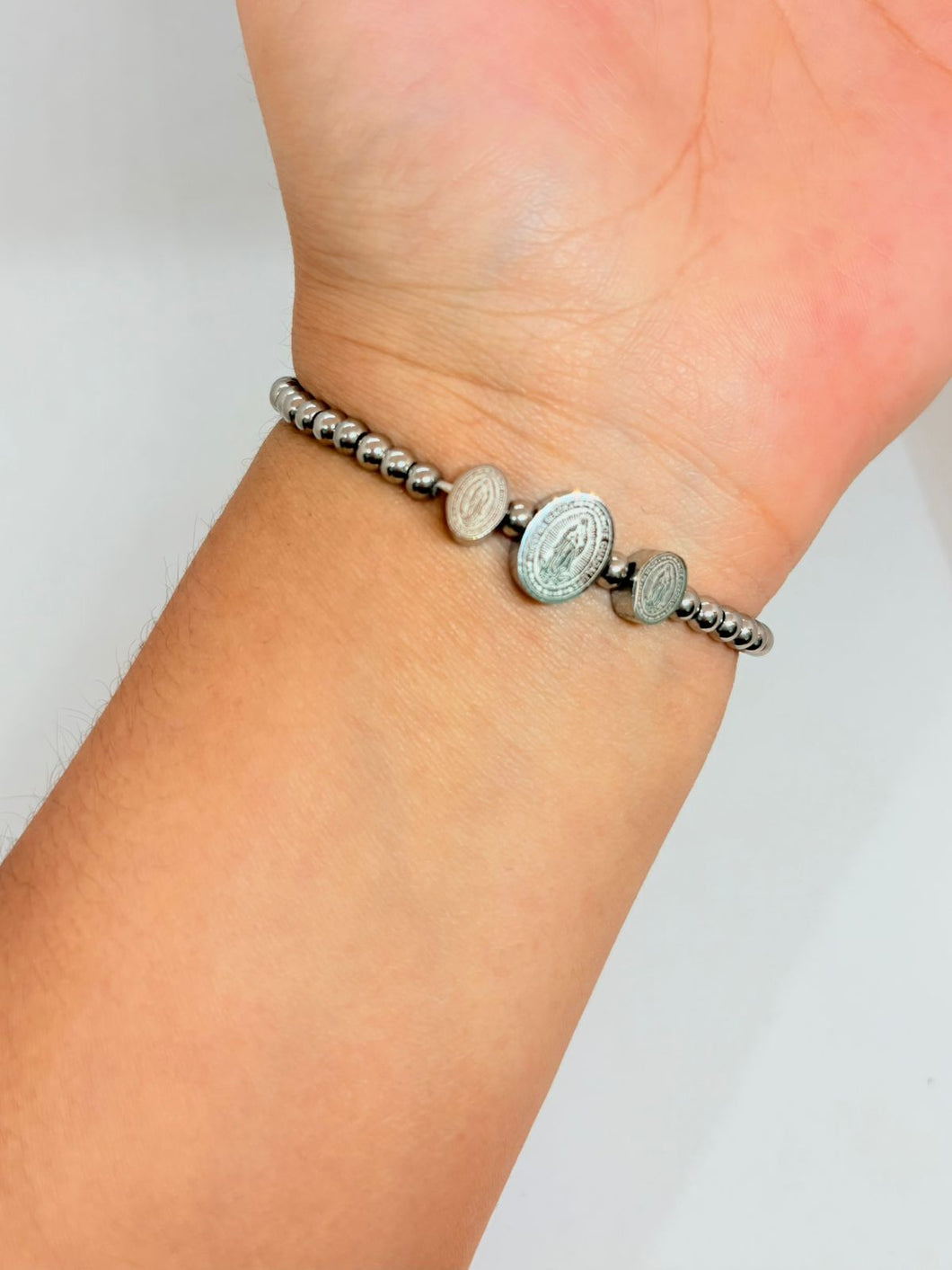 PULSERA MUJER BOLITAS VIRGEN DE GUADALUPE