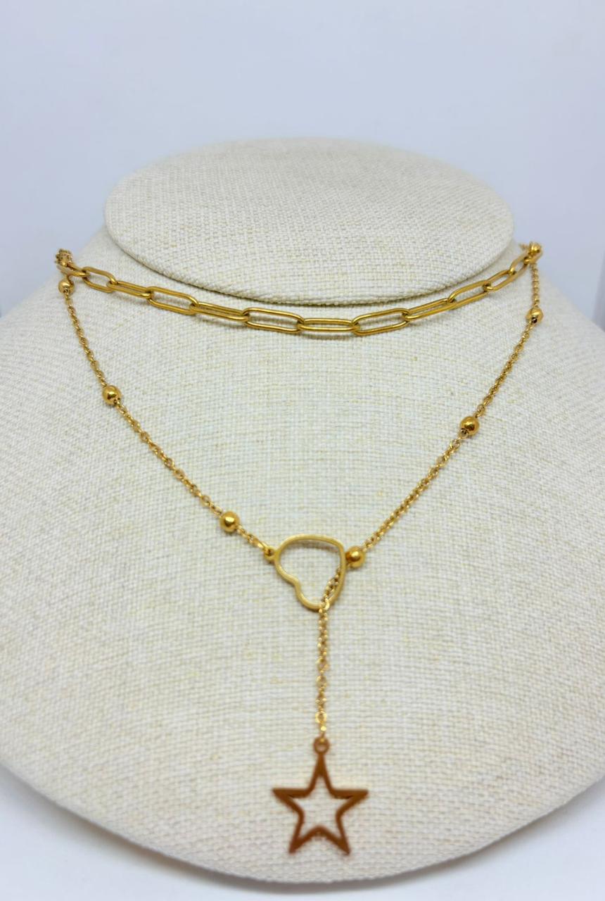 COLLAR MUJER CORAZON Y ESTRELLA