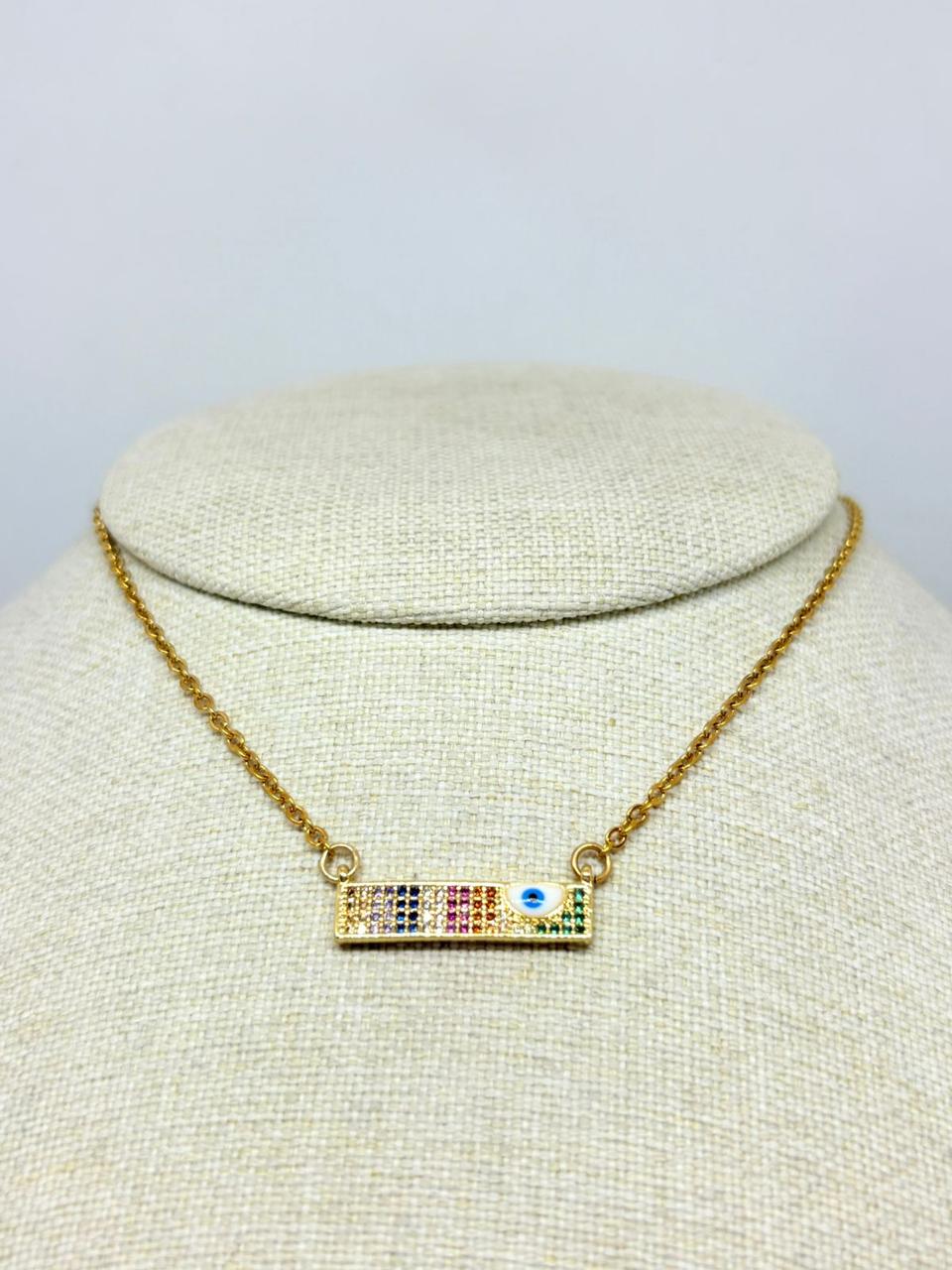 COLLAR MUJER OJO TURCO ZIRCONIA COLORES