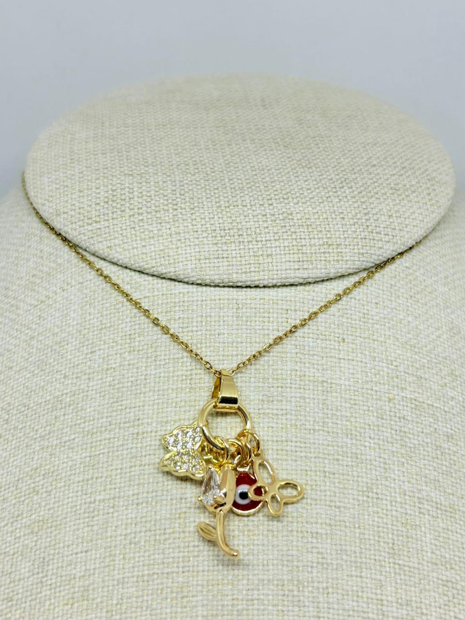 COLLAR DIJES MARIPOSA, FLOR Y OJO TURCO