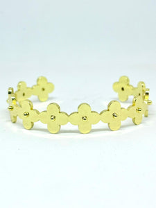 PULSERA FLORES LISAS DORADA