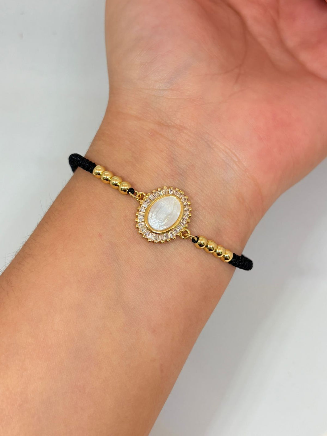 PULSERA VIRGEN DE GPE NACAR CON ZIRCONIA