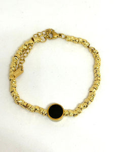 PULSERA REDONDELES CIRCULO NEGRO