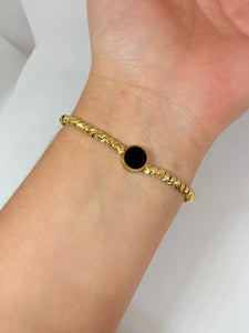 PULSERA REDONDELES CIRCULO NEGRO