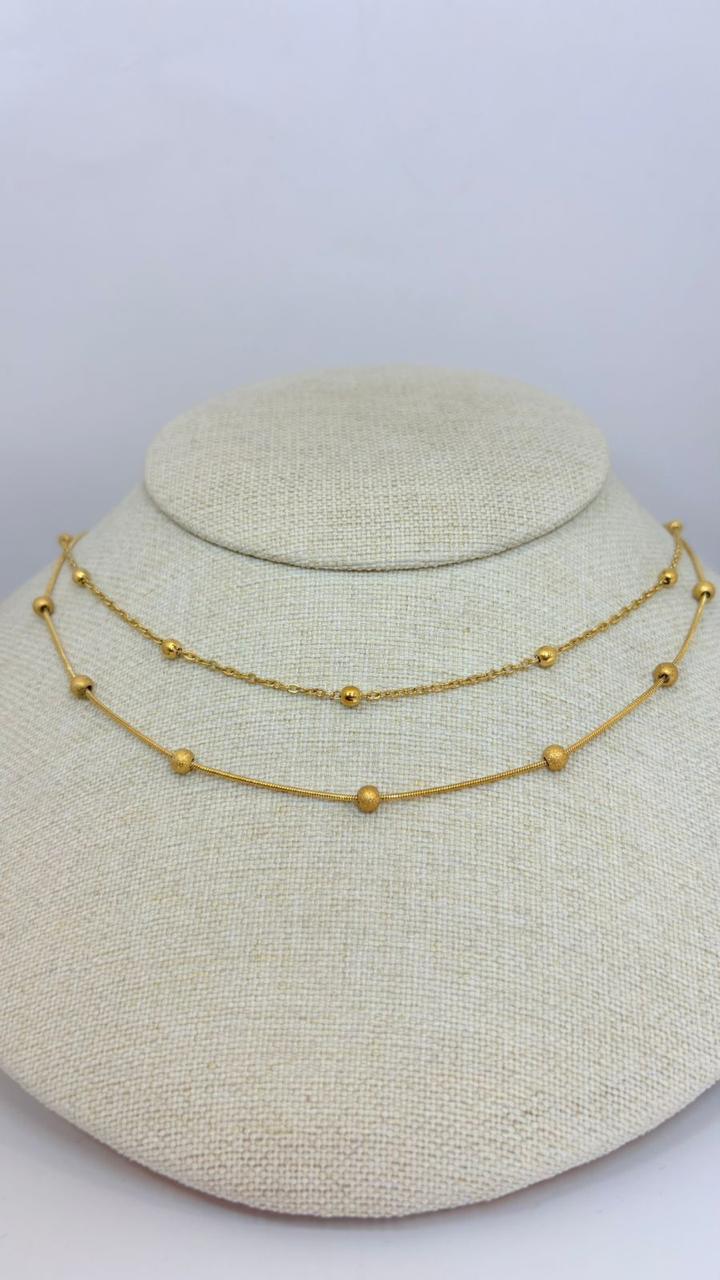 COLLAR ACERO DOBLE BOLITAS