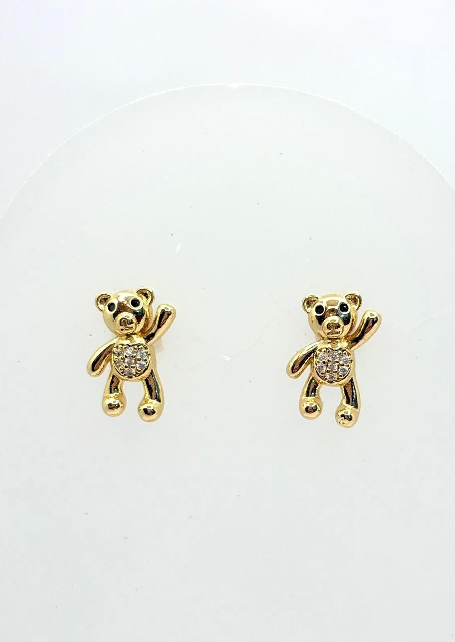 ARETES OSO CORAZÓN ZIRCONIA