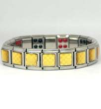 Cargar imagen en el visor de la galería, PULSERA CUADRO DORADO ELASTICA

