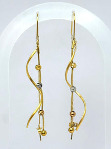 ARETES LARGOS ONDA Y BOLITAS