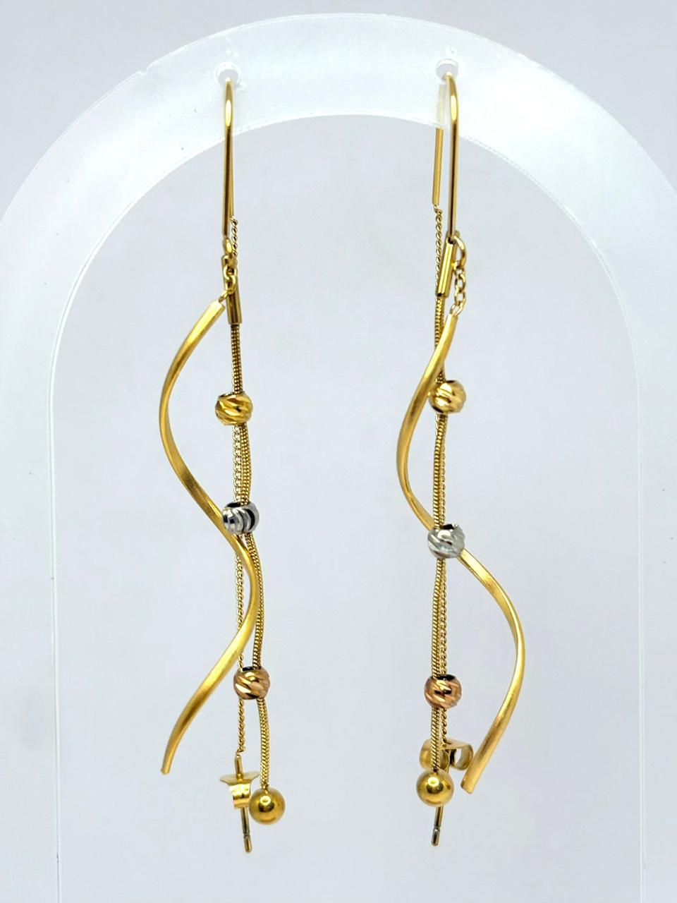 ARETES LARGOS ONDA Y BOLITAS