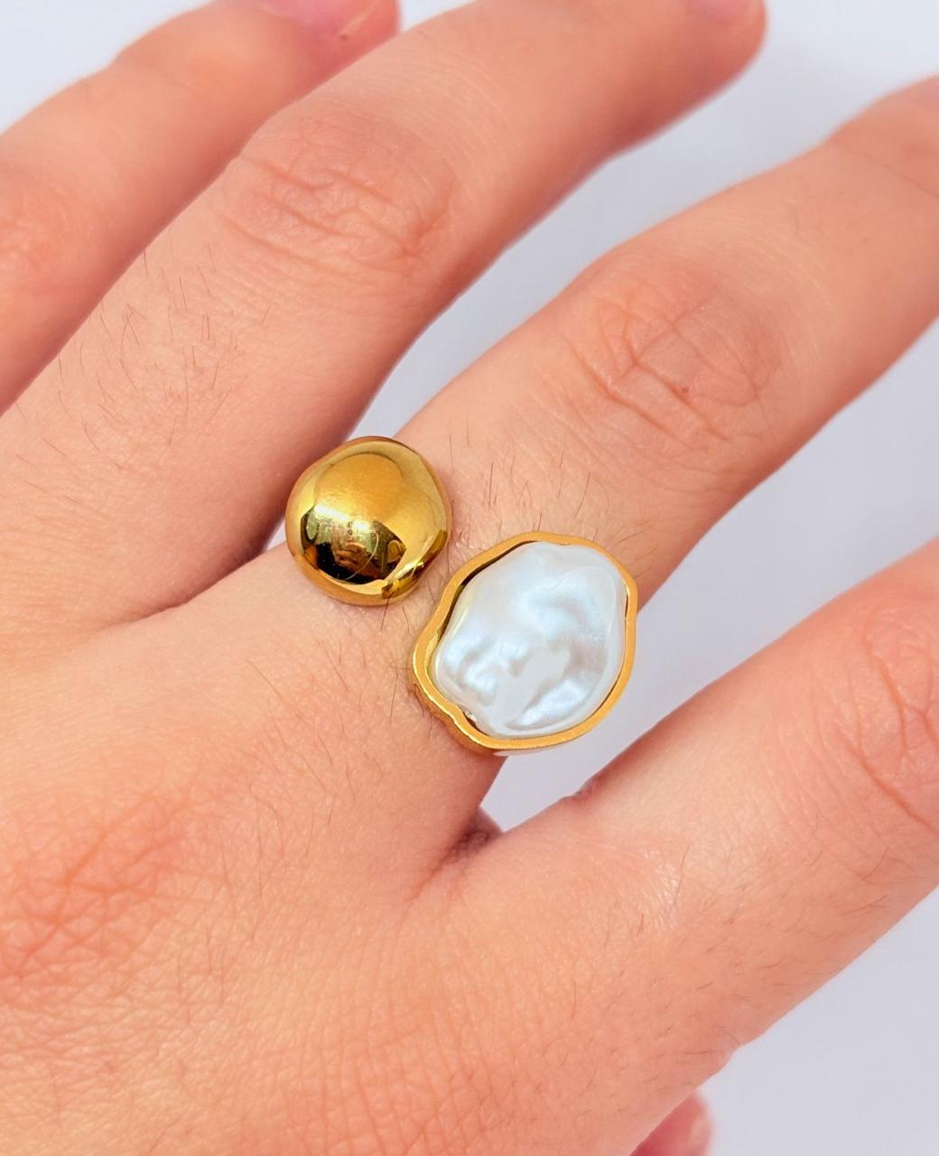 ANILLO AJUSTABLE PERLA BISEL