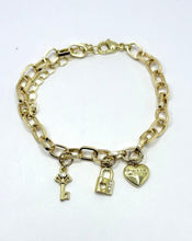 Cargar imagen en el visor de la galería, PULSERA MUJER CANDADO CORAZÓN Y LLAVE

