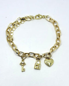 PULSERA MUJER CANDADO CORAZÓN Y LLAVE