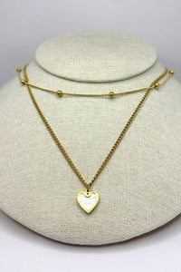 COLLAR DOBLE CORAZÓN CONCHA NACAR