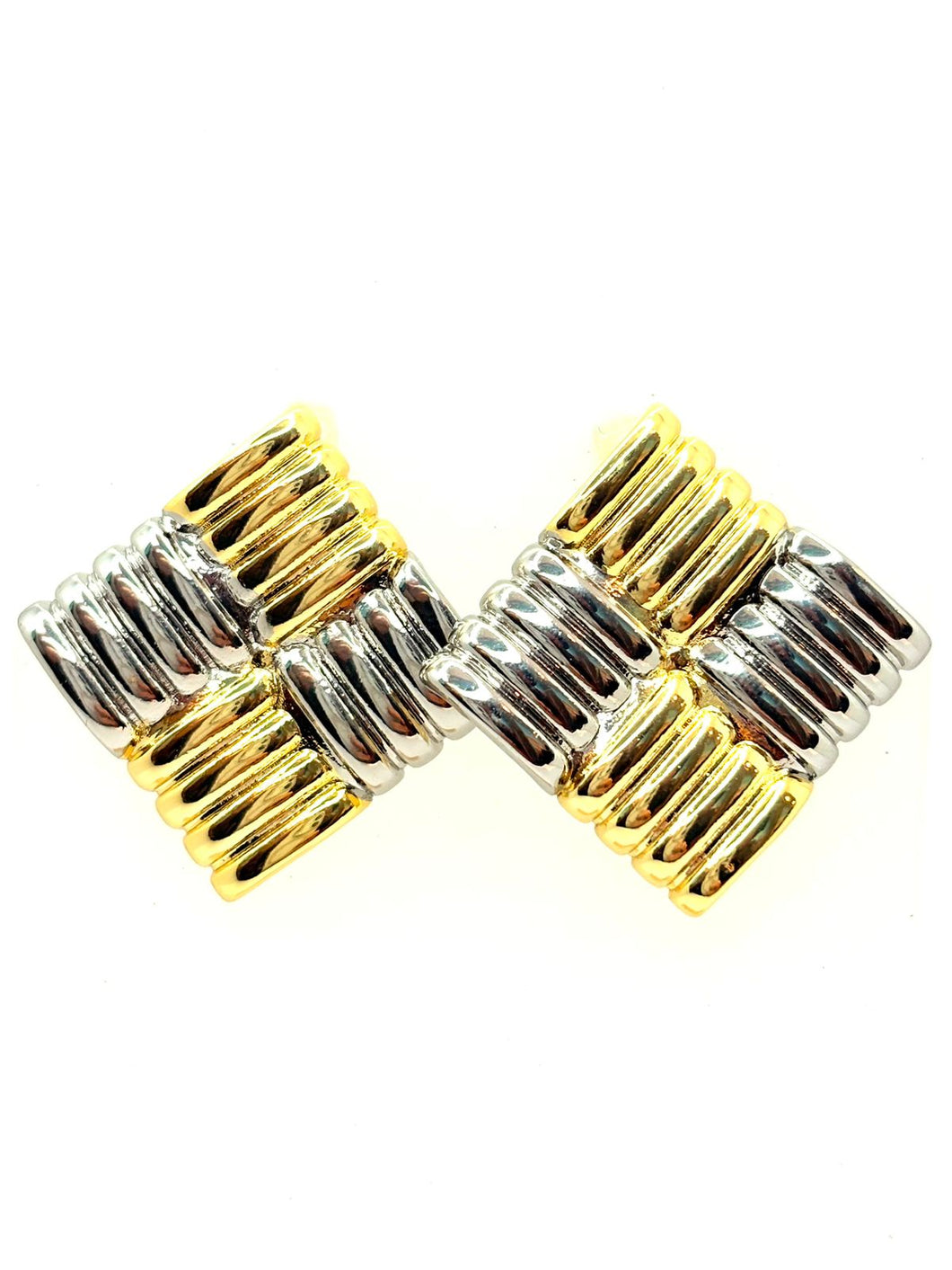 ARETES CUADRADOS BICOLOR