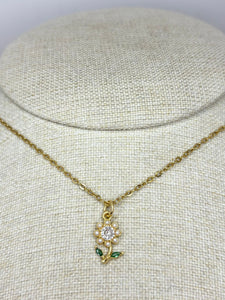 COLLAR FLOR PERLITAS CON ZIRCONIA