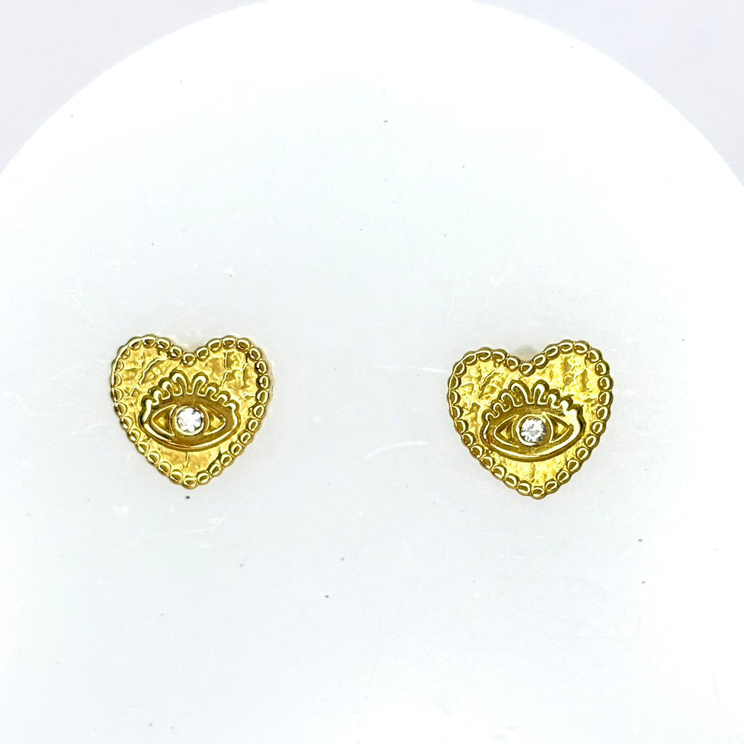 ARETES CORAZÓN CON OJO TURCO