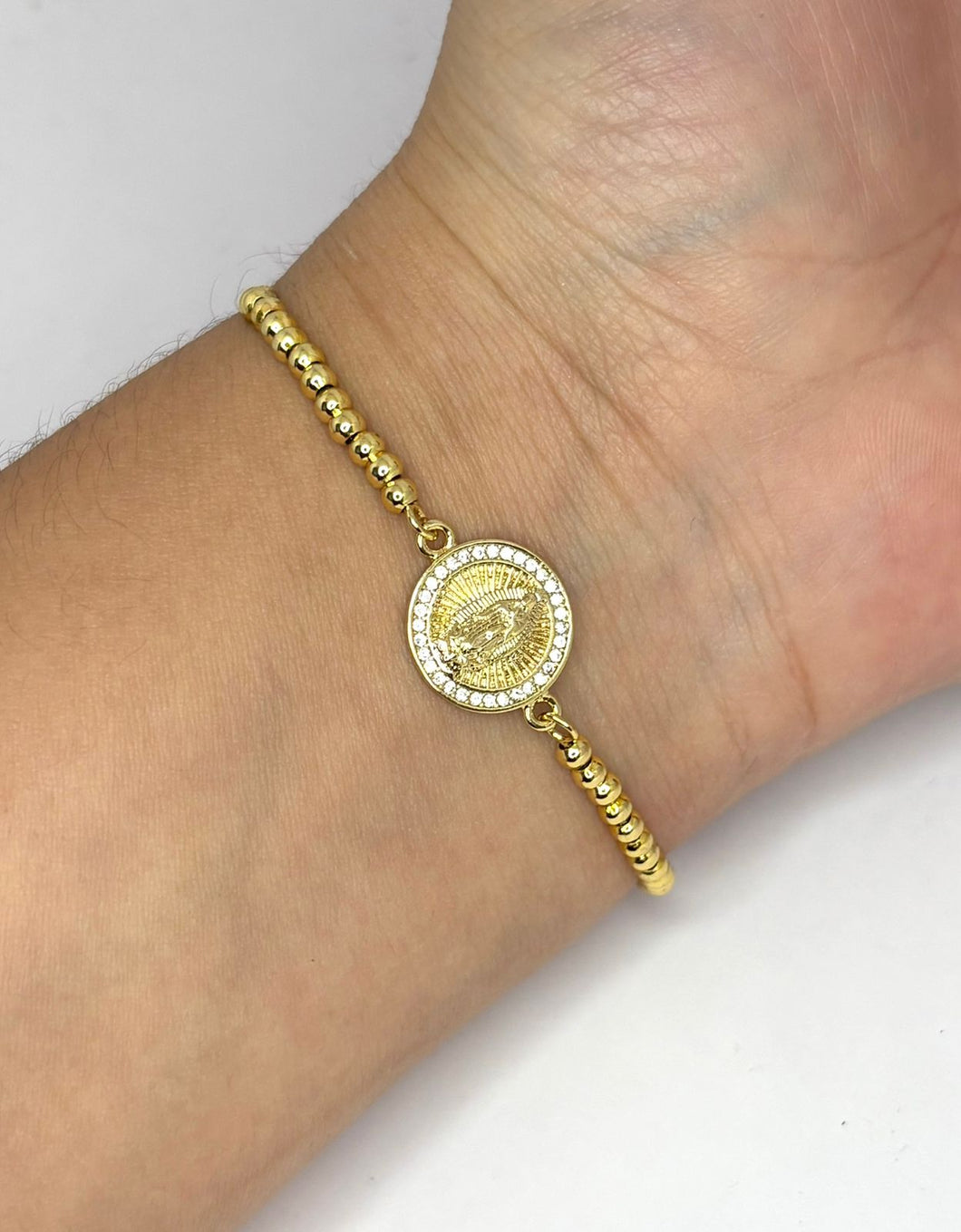 PULSERA AJUSTABLE BOLITAS VIRGEN GPE