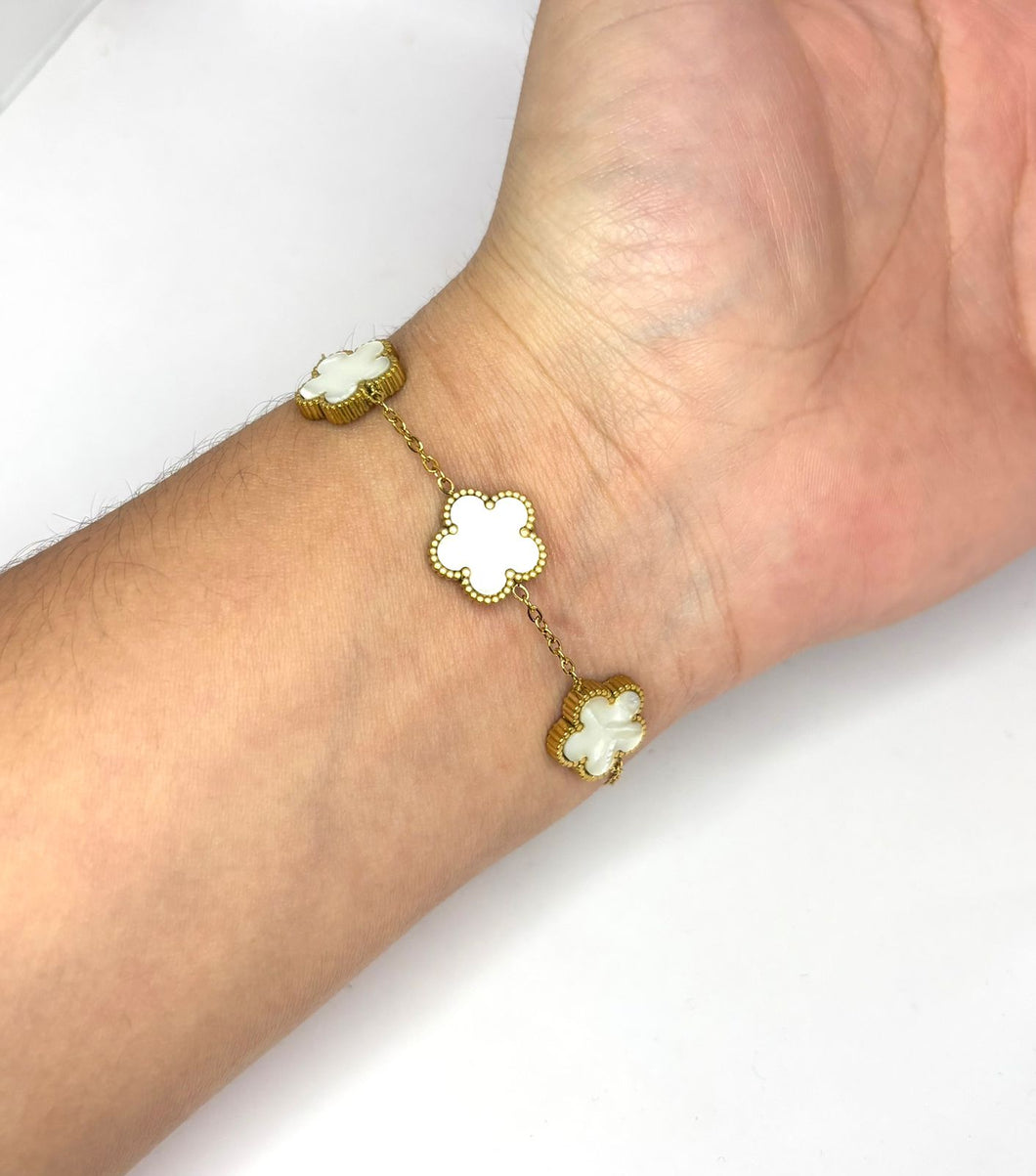PULSERA FLORES CON PIEDRA NACAR