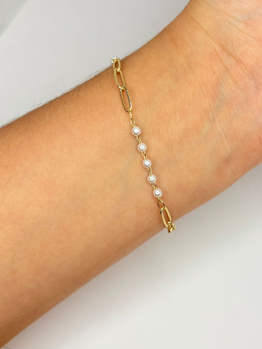 PULSERA ESLABONES CON MINI PERLA