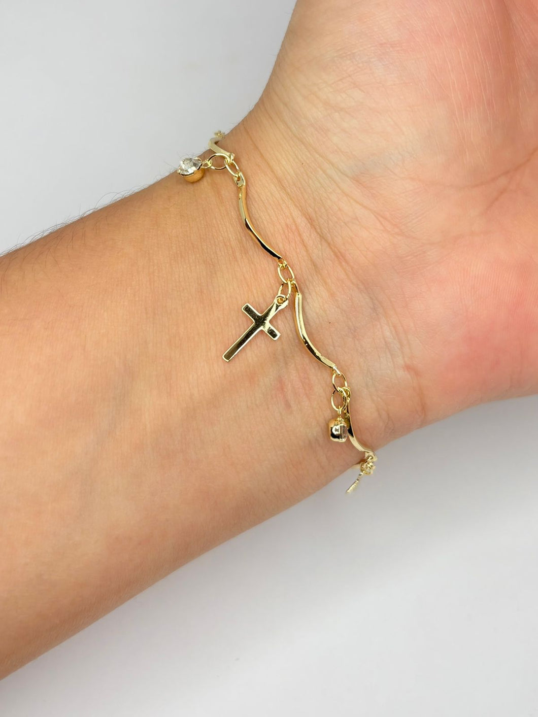 PULSERA CRUCES COLGANTES CON GOTAS ZIRCONIAS