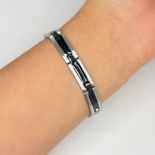 Cargar imagen en el visor de la galería, PULSERA ESLABONES PLANOS CON NEGRO
