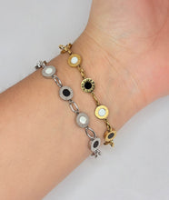 Cargar imagen en el visor de la galería, PULSERA CIRCULOS NACAR/ONIX NUMEROS ROMANOS
