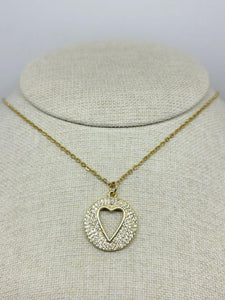 COLLAR CIRCULO CORAZÓN ZIRCONIA