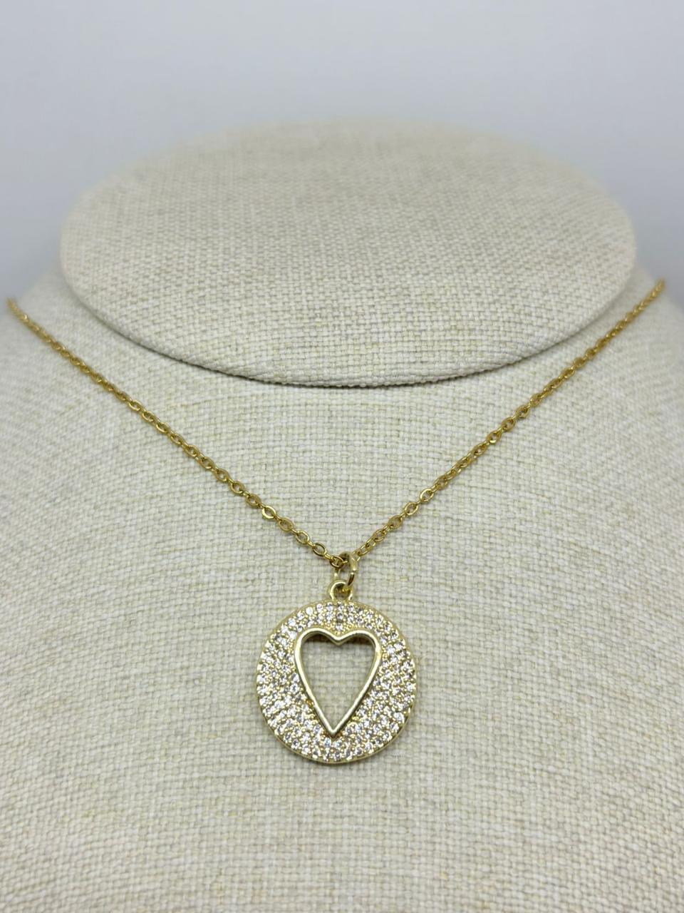 COLLAR CIRCULO CORAZÓN ZIRCONIA
