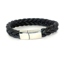 Cargar imagen en el visor de la galería, PULSERA NEGRA CON CIERRE PLATEADO
